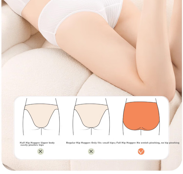 Deanqi Disposable Women's Cotton Crotch Underwear Sterile Individually Packaged Thick Breathable Striped 5-Pack XL 7