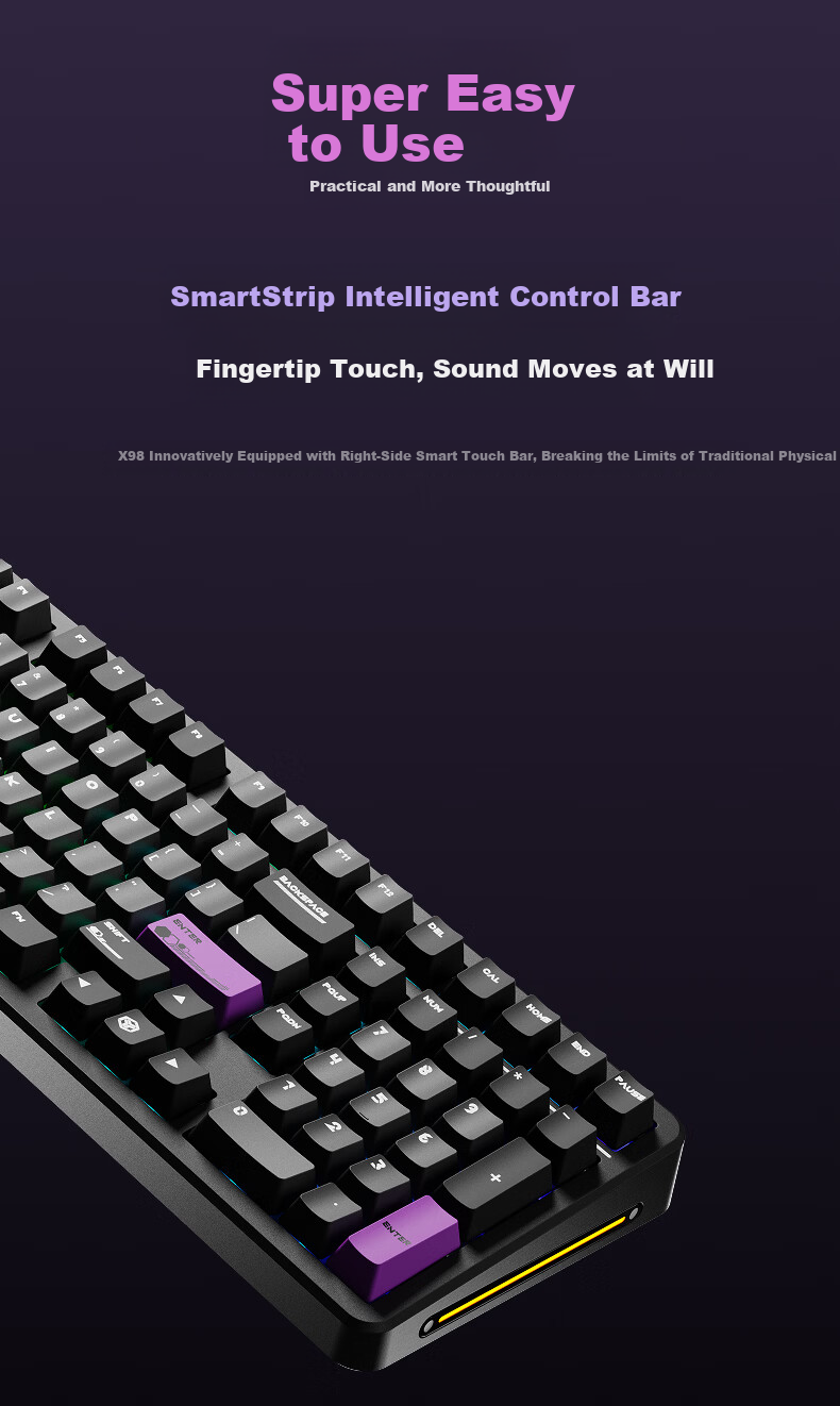 EWEADN X98 Custom Mechanical Keyboard Dual 8K Wired Wireless Bluetooth Tri-Mode Gaming Gasket Structure Hot-Swappable Full-Key Gaming Office PC Laptop Peripheral 6
