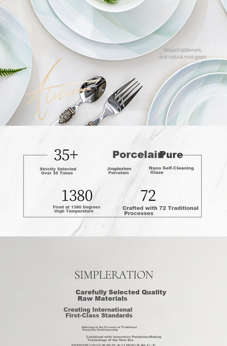 NINE CRANES Ceramic Tableware Set Home Use Jingdezhen Modern Simple Bowls and Plates Couple Full Set 2