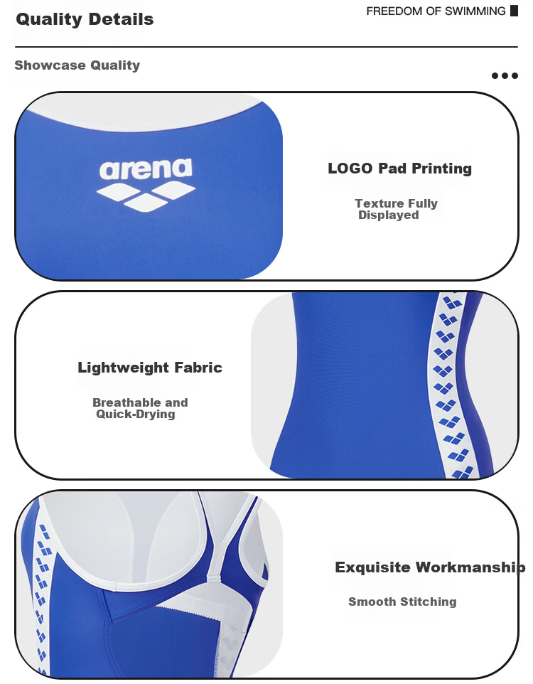 Arena Women's Classic High Elastic Chlorine Resistant Sleeveless One-Piece Triangle Swimsuit Spa Swimwear Blue/White L 9