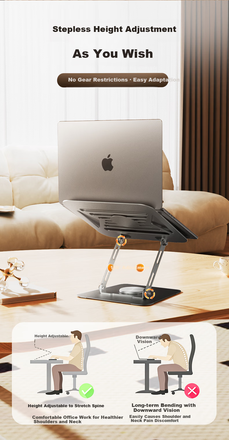 ASUS Laptop Stand, 360° Rotating Computer Stand, Infinite Height Adjustment, Foldable, Dual-Axis Adjustable Cooling Riser, Suitable for ASUS, Xiaodou/Xiaomi/Lenovo AR1 Pro 7