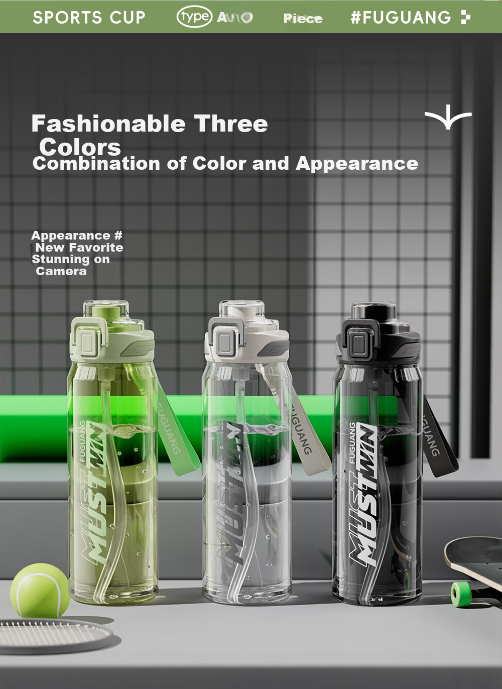 Fuguang Large Capacity Sports Outdoor Portable Tritan Water Bottle Summer Student School Food Grade Plastic Cup 9