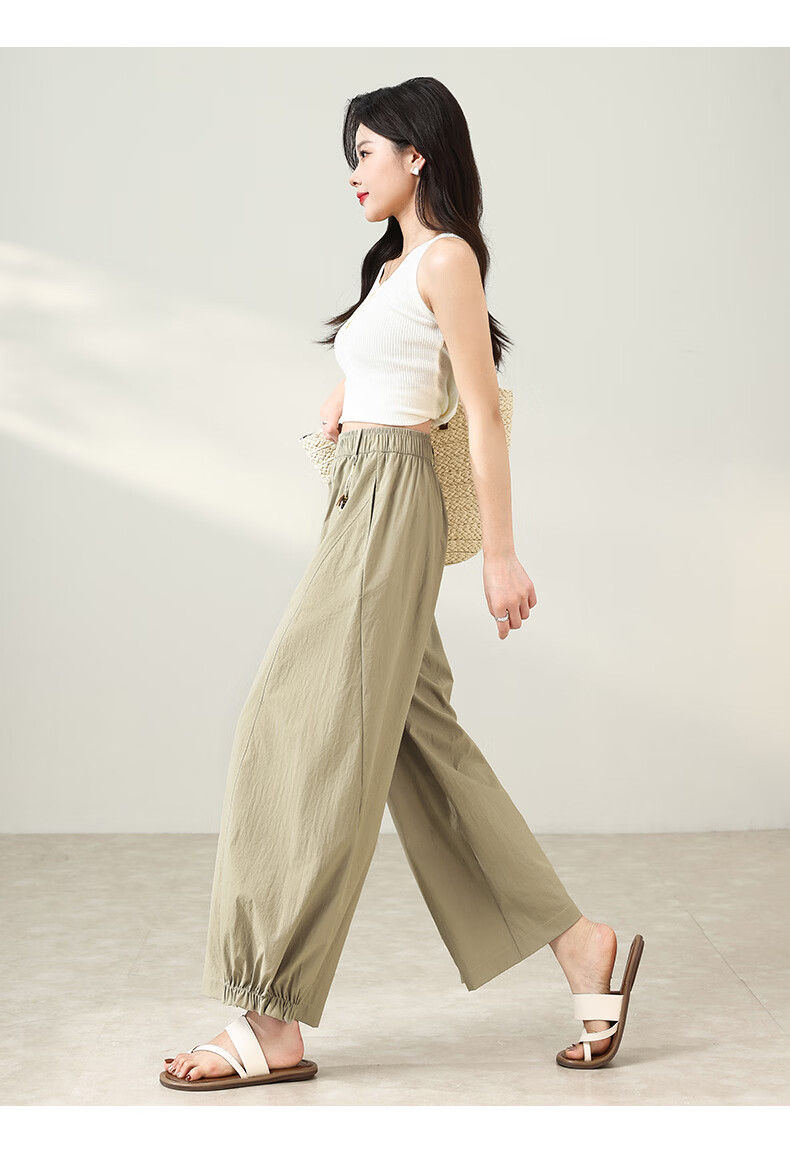 Xueqiman New Style Flower Bud Wide-Leg Pants Women Summer Thin Slim Ruffle Hem Small Size Nine-Point Casual Harem Pants 22
