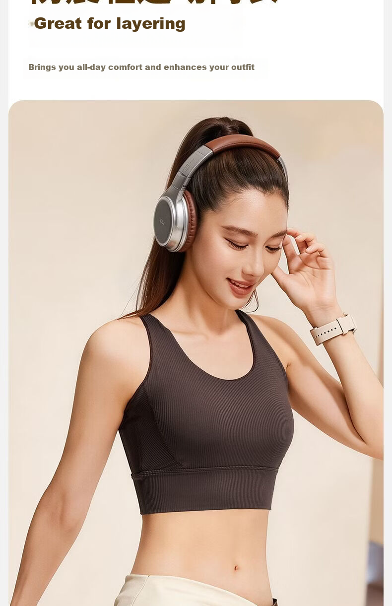 MINISO Women's Breathable Summer Striped Shockproof Sports Bra Cross Strap Yoga Fitness Outdoor 2