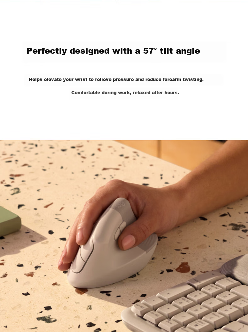 Logitech Wave Keys Ergonomic Wireless Bluetooth Keyboard with Soft Palm Rest, 3-Device Connectivity, Sand Color, 99 Keys 7