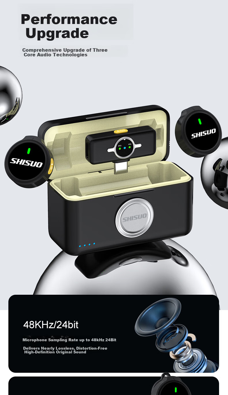 SHISUO A6 Wireless Lavalier Microphone for Live Streaming, Mobile, Computer, Camera, Recording, Outdoor Interview, Noise Reduction, TikTok Karaoke, Short Video Equipment, Multiple Versions Available 5