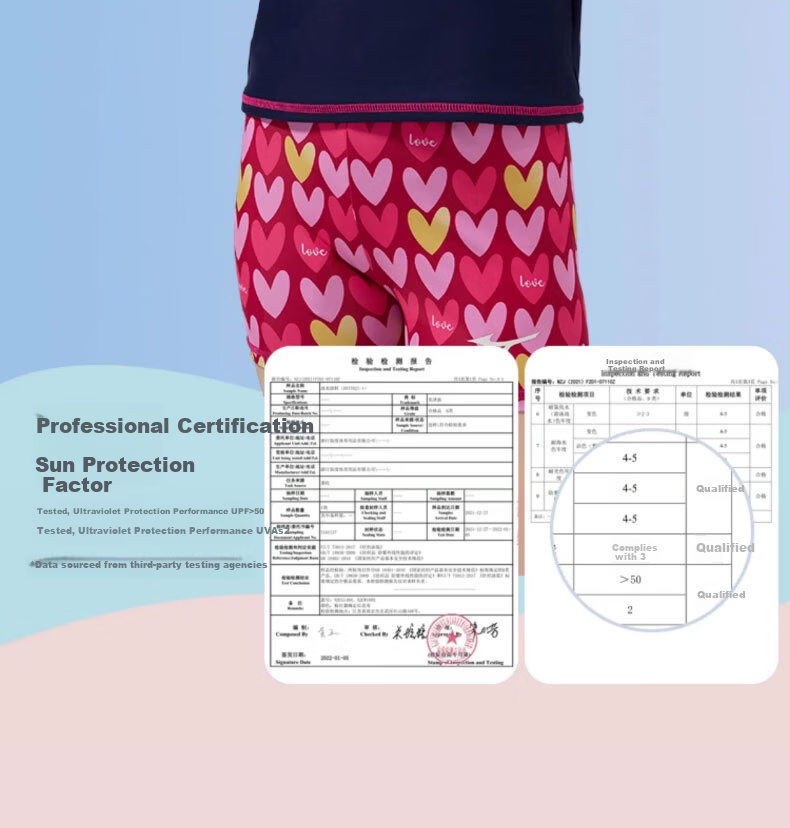 MIZUNO Kids Girls Quick-Dry Two-Piece Short Sleeve Swimwear Set with Trunks for Hot Springs GB430 Navy Red Size 120 4