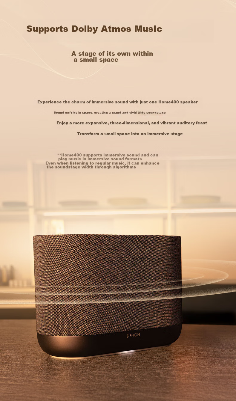 DENON HOME400 Wireless Streaming Bluetooth Speaker HiFi Stereo Sound Home350 Upgrade WiFi Bluetooth Aux Multi-Room System 3