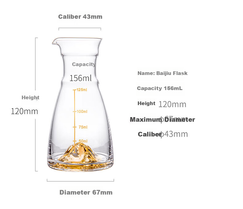 CLITON Gold Foil Premium Crystal Baijiu Glass Decanter Set with One-Bite High Stem Moutai Small Liquor Glasses Gift Box 12