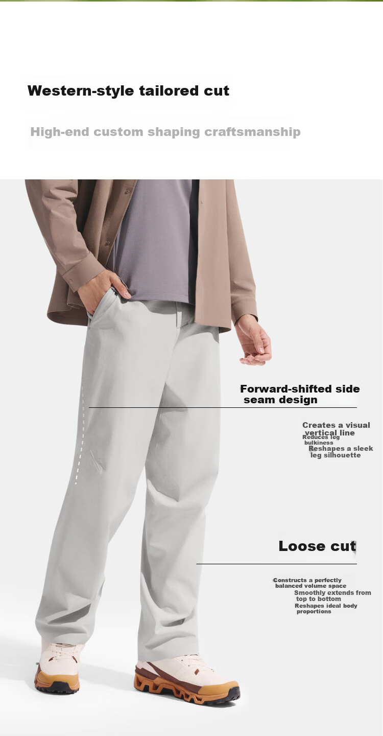 Beneunder Men's Wide-Leg High-Elastic Cooling Outdoor Commuter Casual Pants EL003 Ink Gray S 14