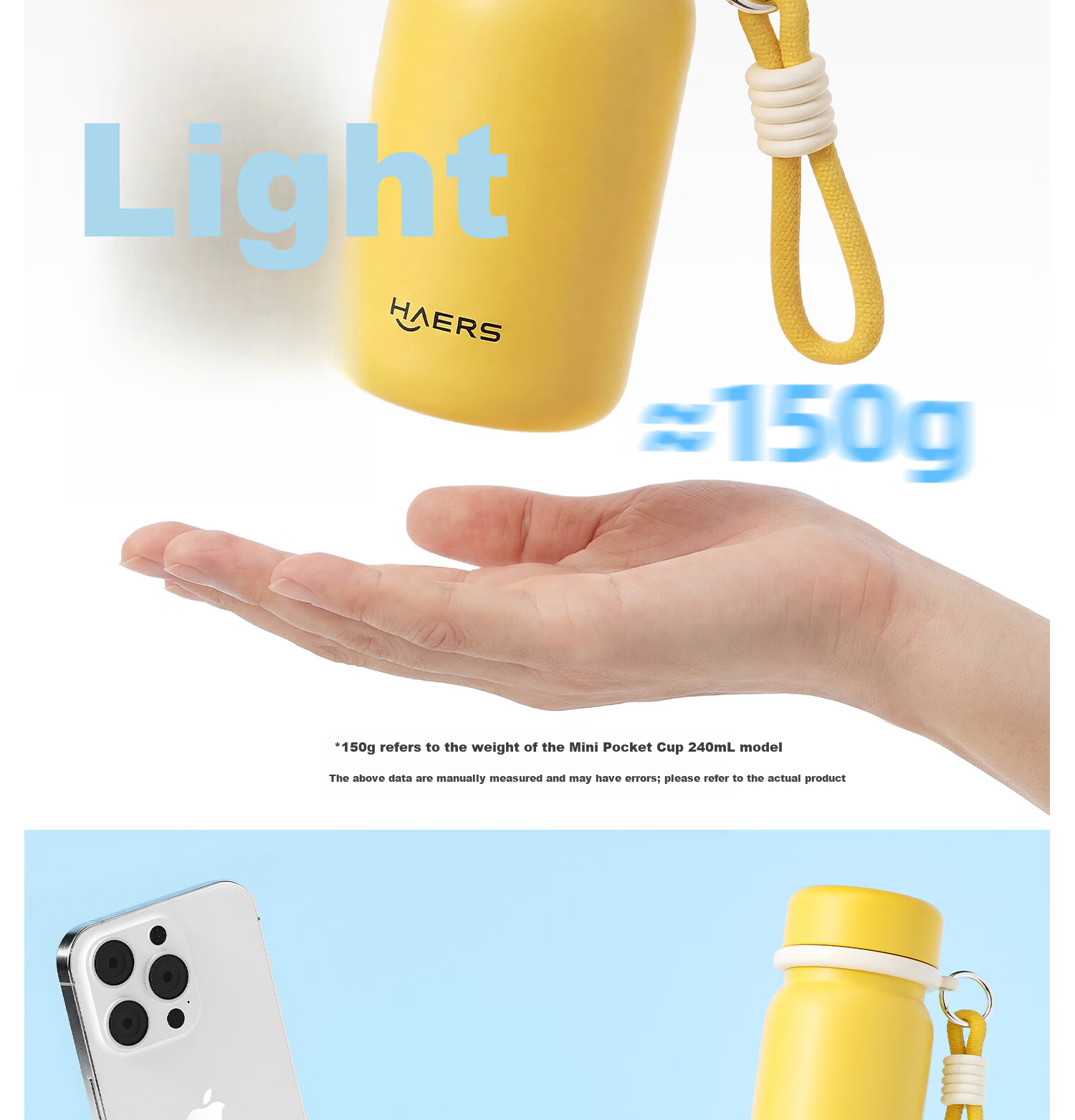 HAERS Mini Pocket Stainless Steel Portable Cup 240ml Milk Coffee Straw Version 5