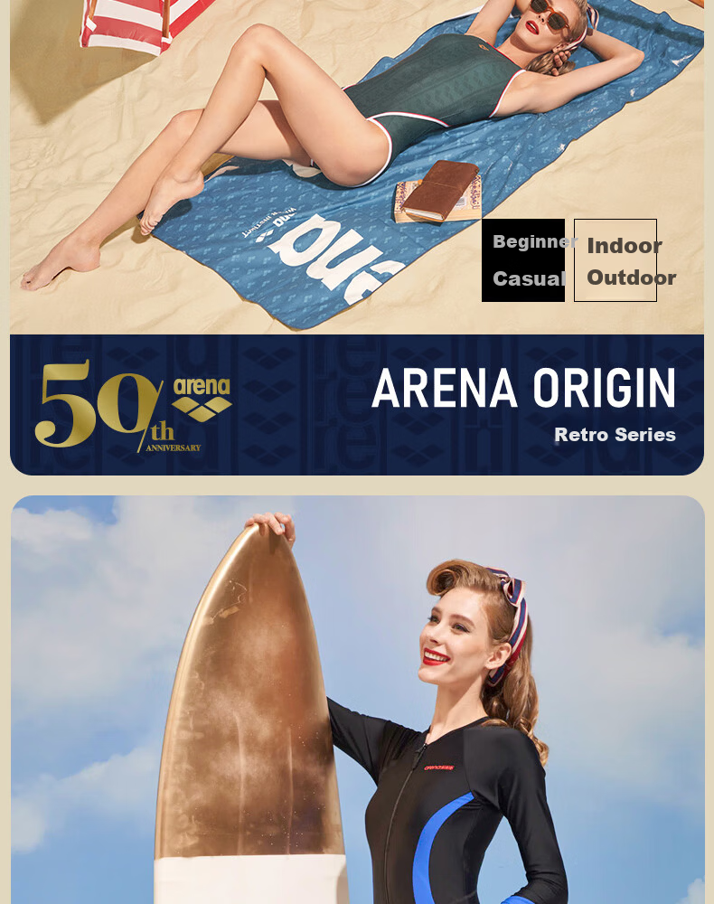 Arena Women's One-Piece Long Sleeve Full-Length Conservative Sun Protection Slimming Swimsuit Spa Swimwear 2