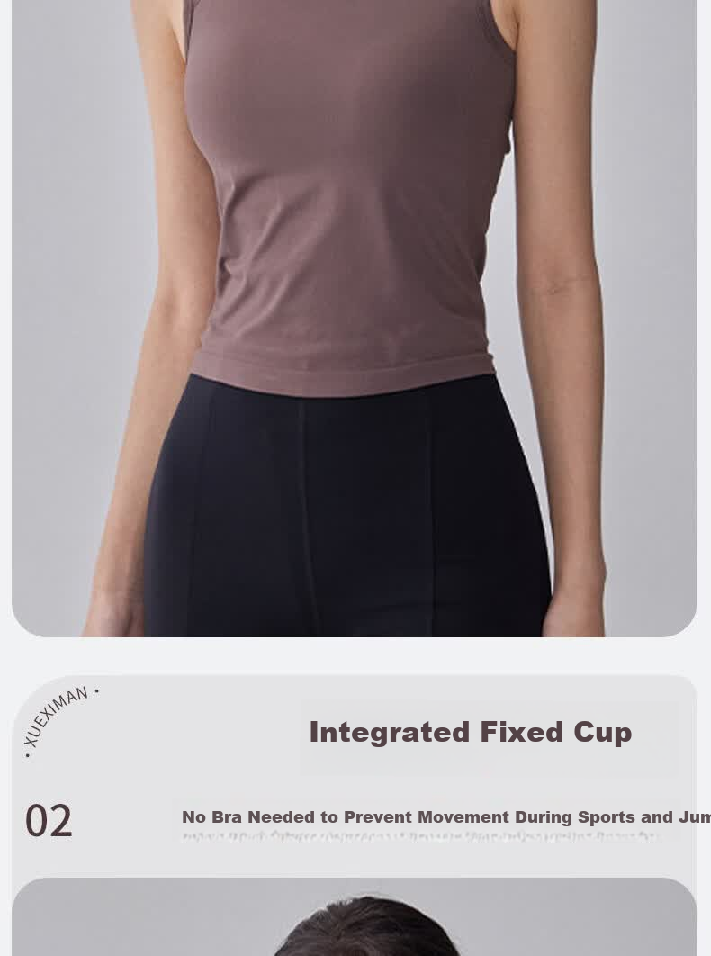 XUEXIMAN Integrated Sports Vest High-Intensity Shockproof Push-Up Fitness Pilates Sleeveless Quick-Dry Yoga Top 5