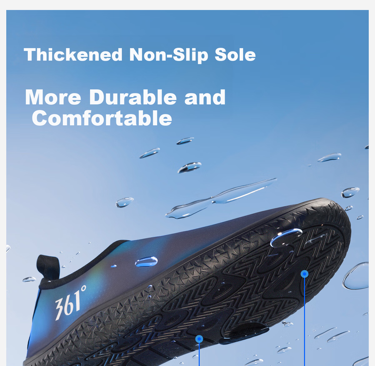 361° Men's Beach Shoes Swimming Shoes Outdoor Creek Shoes Non-Slip Anti-Puncture Adult Barefoot Skin-Friendly Diving Water Shoes 6