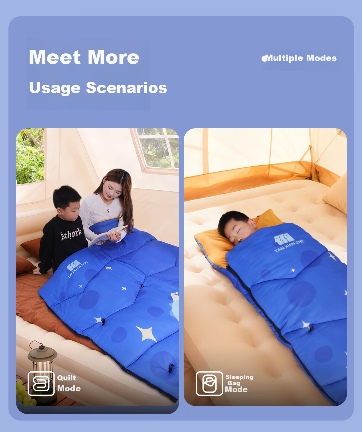 TAN XIAN ZHE Kids Sleeping Bag Outdoor Portable Lightweight Warm Cotton Sleeping Bag Four Seasons Universal Single Nap 7
