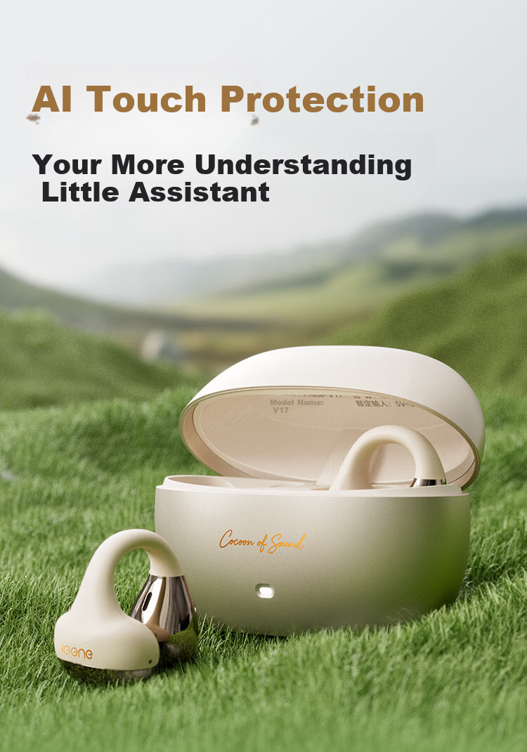 Jiyin [Slight In-Ear Sports Ear Clip] Bluetooth 6.0 Ear Clip Open-Style Running Music Gaming Noise-Cancelling Long Battery Life Bone Conduction Concept Wireless Ear Hook V17 24