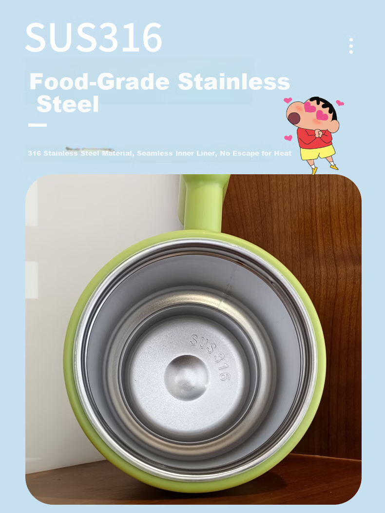 Crayon Shin-chan Girls Stainless Steel Insulated Straw Tumbler Large Capacity Water Bottle 4