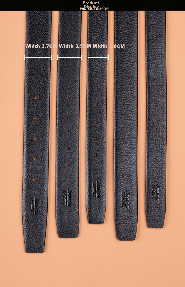 Jeanswest Men's Genuine Leather Belt Strap Without Buckle Trendy Headless Belt Strap 16
