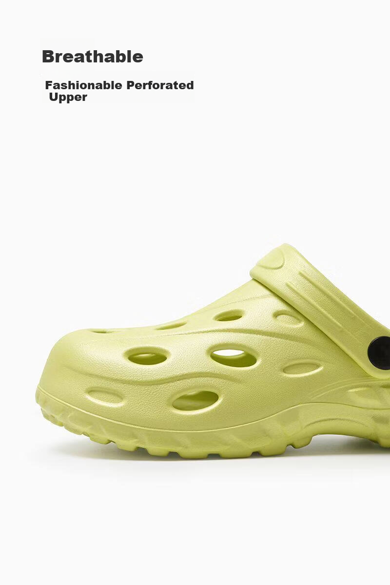 ZHIYING Men's Summer Outdoor Hole Shoes Beach Sandals Non-slip Thick Sole Cushioned Closed-toe Slippers Black Size 44-45 3