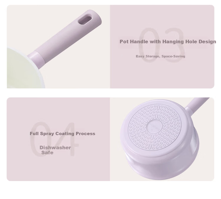 Carrot Baby Food Steamer and Cooker Pot 18cm Titanium Ceramic Non-Stick Small Soup Pot for Home and Instant Noodles 15