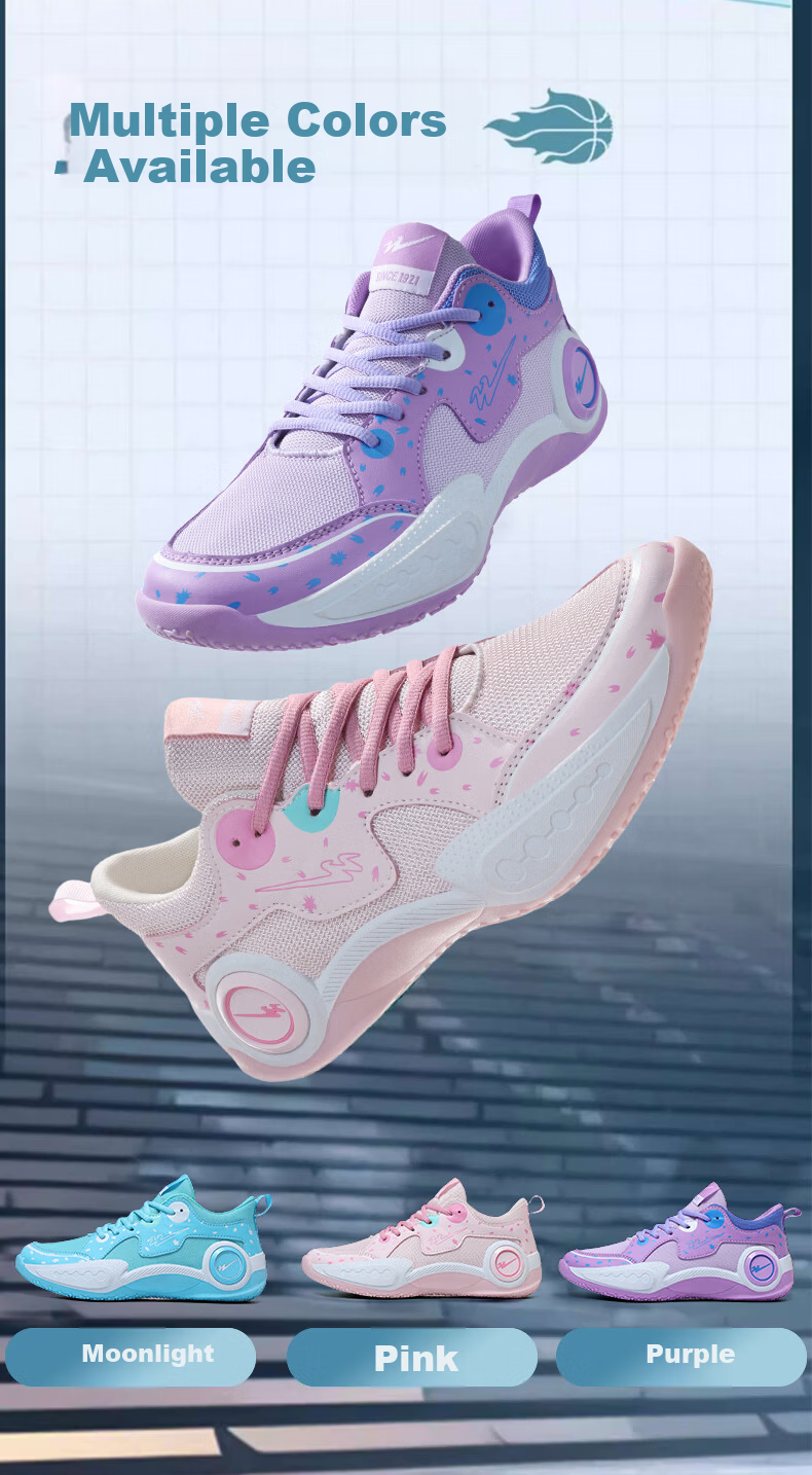 Shuangxing Men's Low-Top Basketball Shoes Breathable Non-Slip Shock Absorption Youth Sports Sneakers Pink Size 36 7