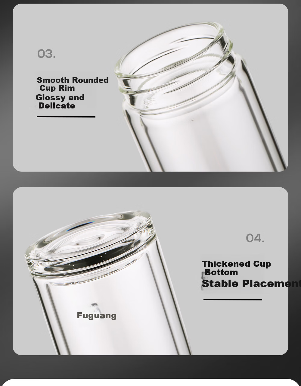 Fuguang Borosilicate Glass Pure Titanium Tea Infuser Double-Layer Business Travel Water Cup Men's Gift Box Set 17