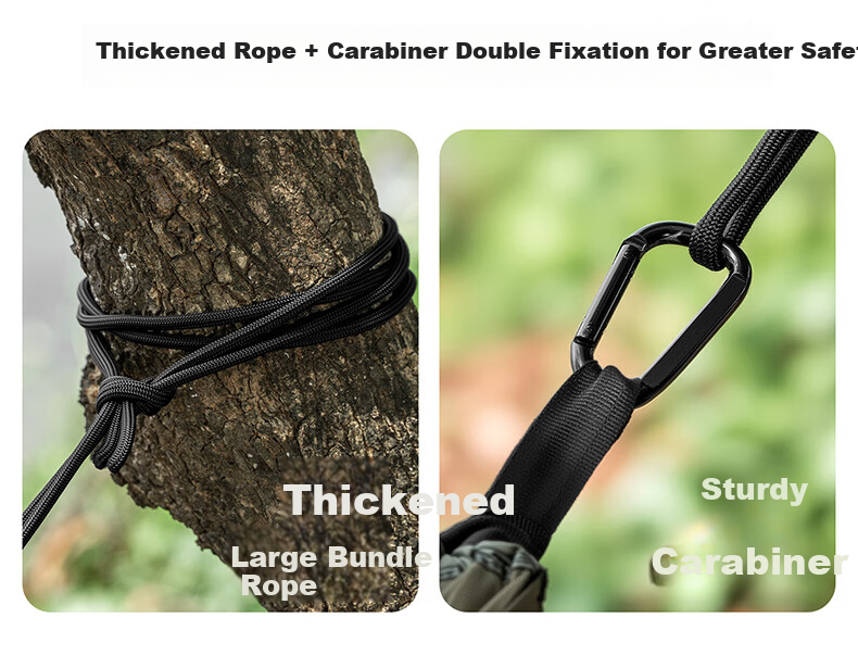 JEEP Mosquito-Proof Hammock Outdoor Adult Anti-Tip Indoor Children's Cradle Swing Tent with Thickened Ropes Military Green 9