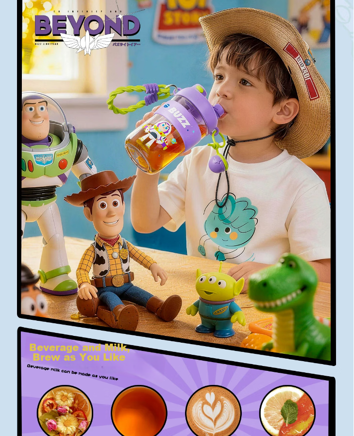 Germ Germ Gemi Toy Story Kids Purple Sports Portable Cloud Travel Cup (Buzz Lightyear) 10