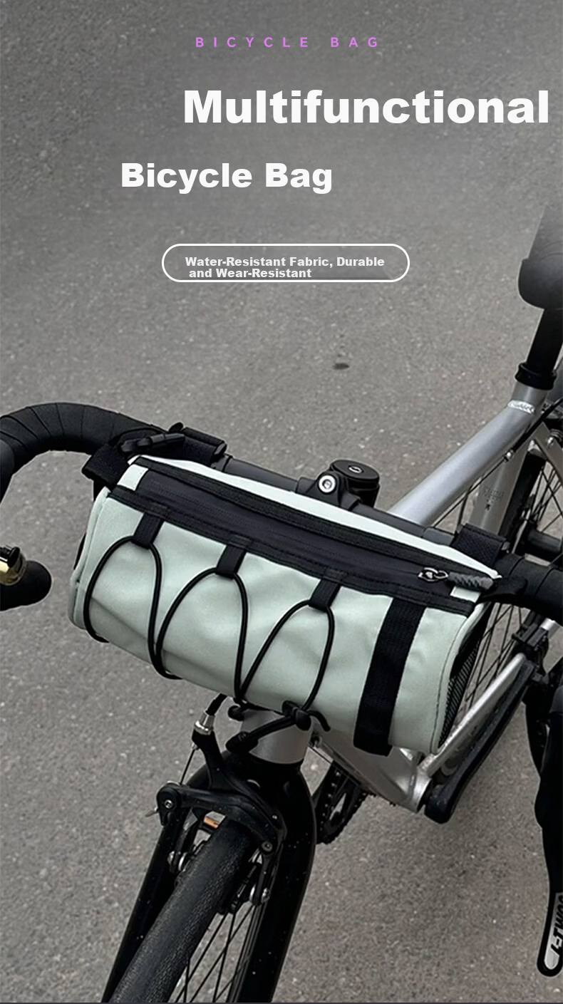 40K Bicycle Frame Bag Front Tube Bag Road Bike Handlebar Bag Mountain Bike Waterproof Multifunctional Cycling Storage Portable Green 1