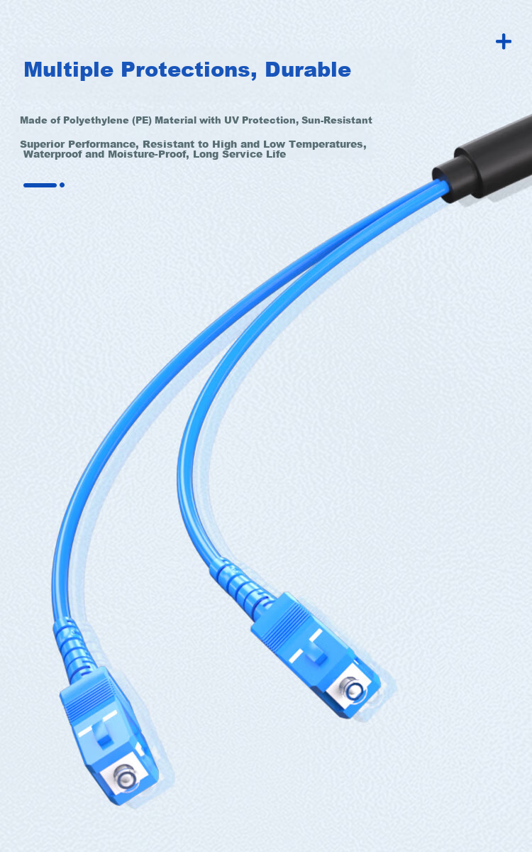 AIENKIS Outdoor Single-Mode Armored Pre-Terminated Fiber Optic Cable 2-Core SC Connector 2-Core Fiber Patch Cord Fusion-Free Outdoor Aerial Cable 50m AK-TW2-50SC 3