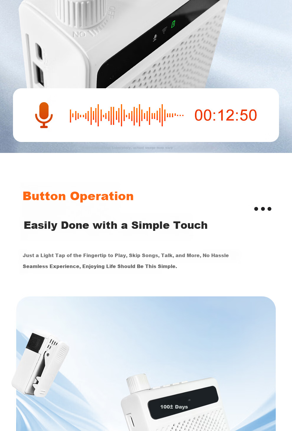JiliMi Wireless Magnetic Clip-on Lavalier Microphone Mini Speaker Teacher Dedicated Bluetooth Speaker U Disk Anti-Howling Speaker Microphone Tour Guide Outdoor Waterproof K1 White 8