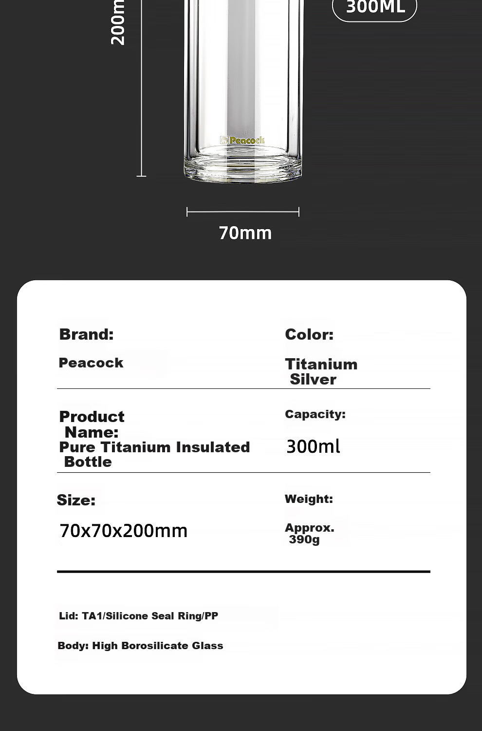 Peacock Glass Pure Titanium Antibacterial Tea Brewing Cup with One-Button Lid Business Double-Layer Tea-Water Separation Cup for Men Car Travel Mug 21