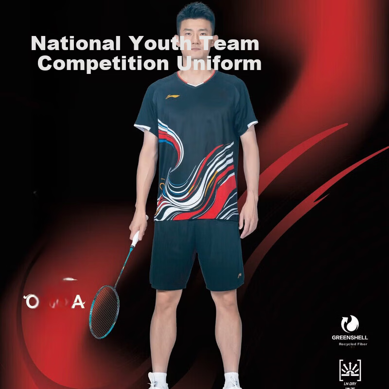 LI-NING Badminton Youth Team Competition Training T-Shirt Unisex AAYW043-1 Black M