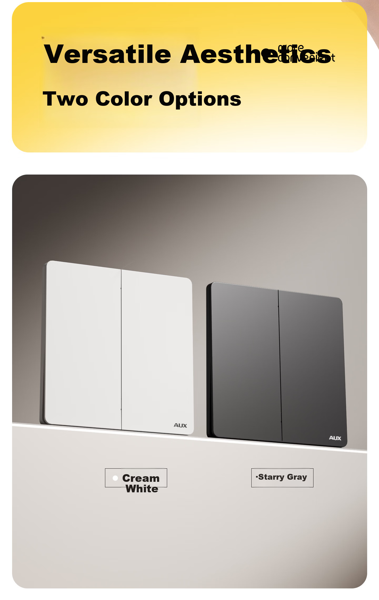 AUX Wireless Switch Wireless Dual Control Smart Remote Control Adhesive Home Mother-Child Panel Light Controller White Single-Gang + Adhesive Sticker 9