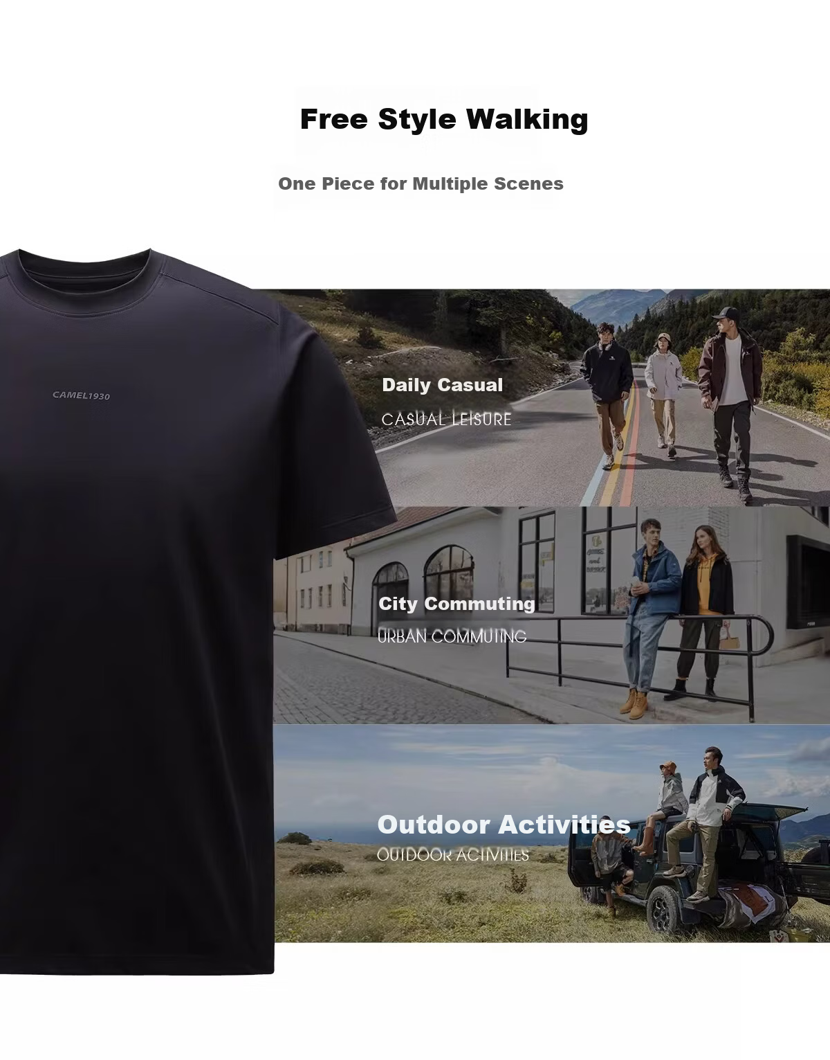 CAMEL Outdoor Quick-Dry T-Shirt Women Summer 26 Short Sleeve Original Yarn Cooling Breathable Hiking Mountaineering Sun Protection T-Shirt Men 1053 12