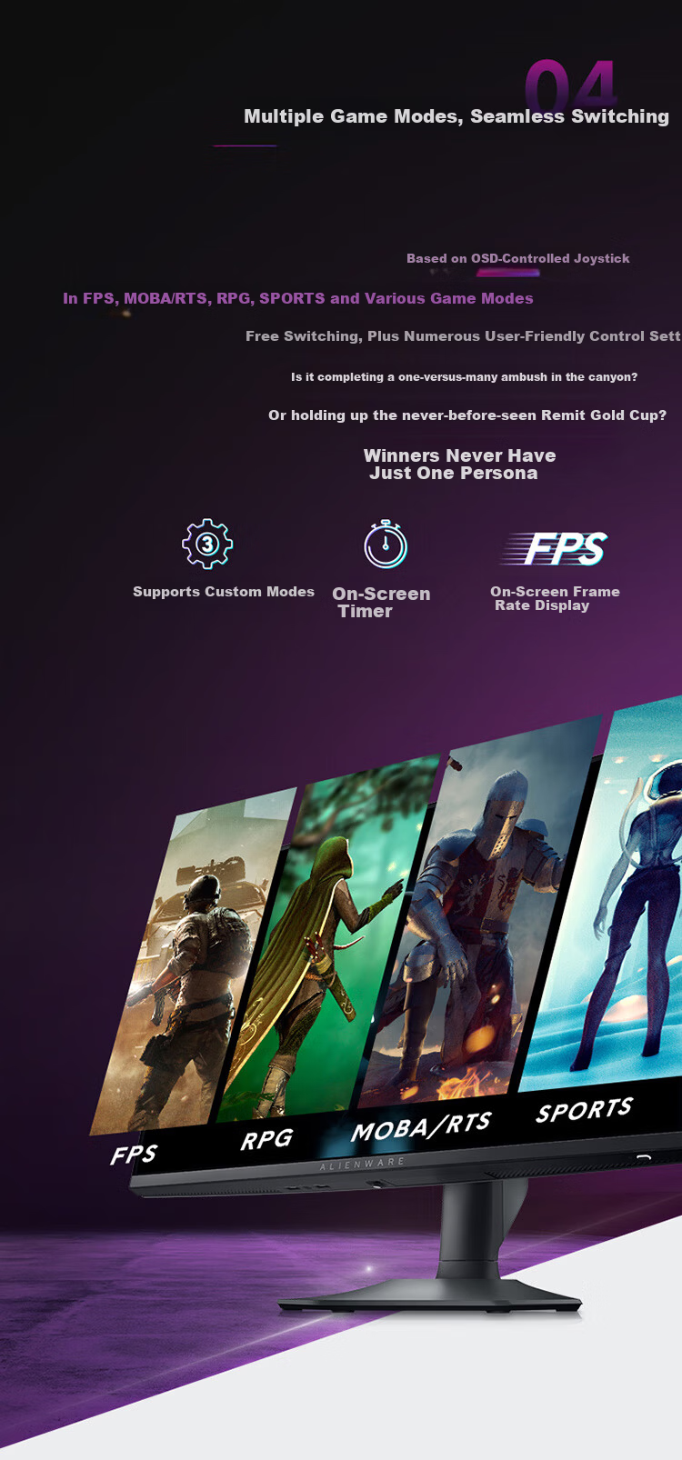 Alienware Starship 24.5-inch 300Hz Refresh Gaming Monitor IPS 1ms 400nits FreeSync 99% sRGB Rotatable Height Adjustable High Refresh Rate Screen AW2526HL 4