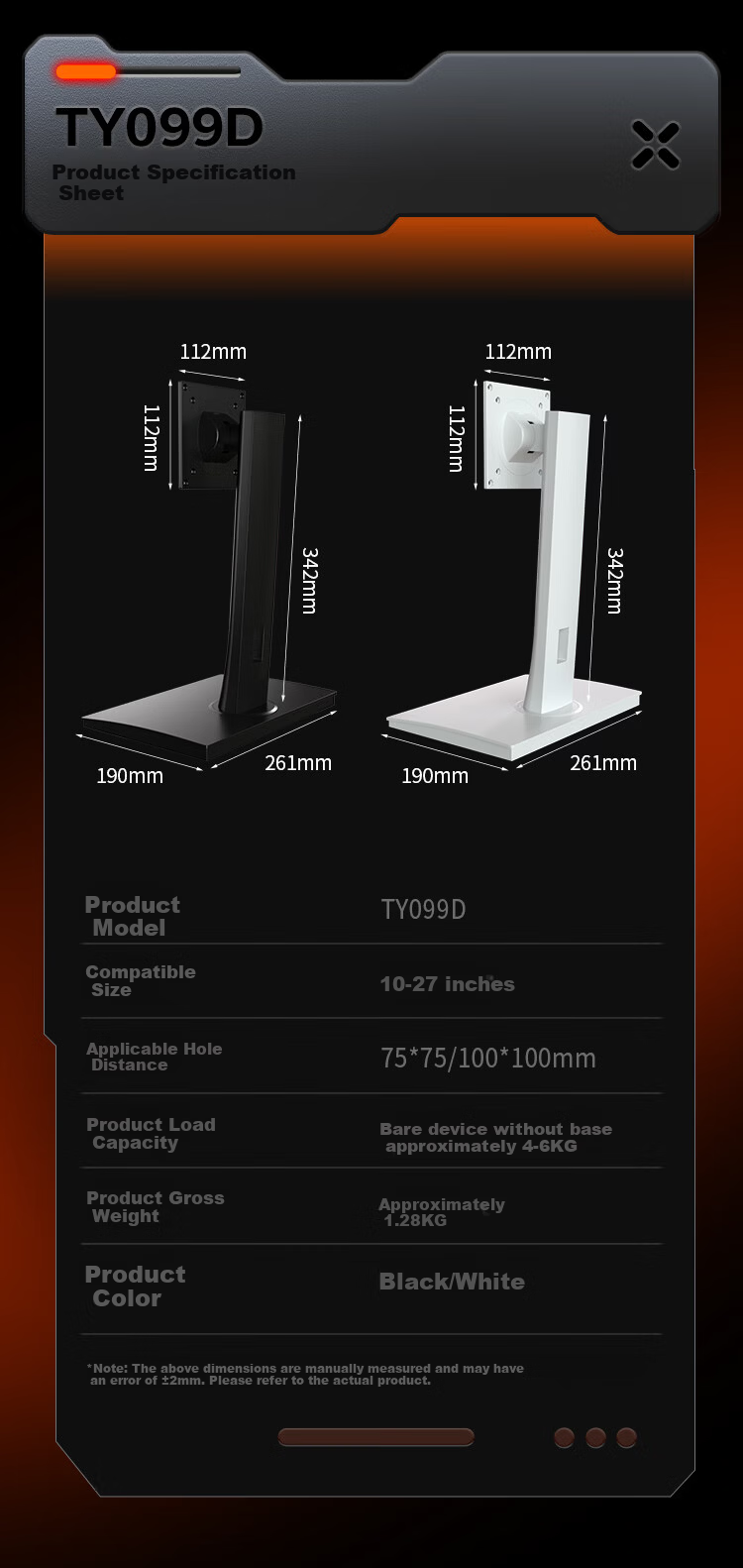 LUCKPRO Monitor Stand Base Automatic Lifting Rotating Adjustable Height Computer Stand Left-Right Portrait Landscape No-Drill Universal VESA Mount Accessory S White 5
