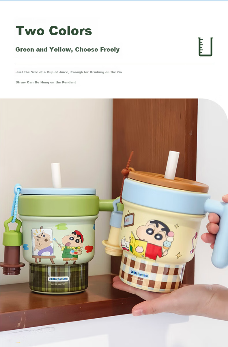 Crayon Shin-chan Girls Stainless Steel Insulated Straw Tumbler Large Capacity Water Bottle 9