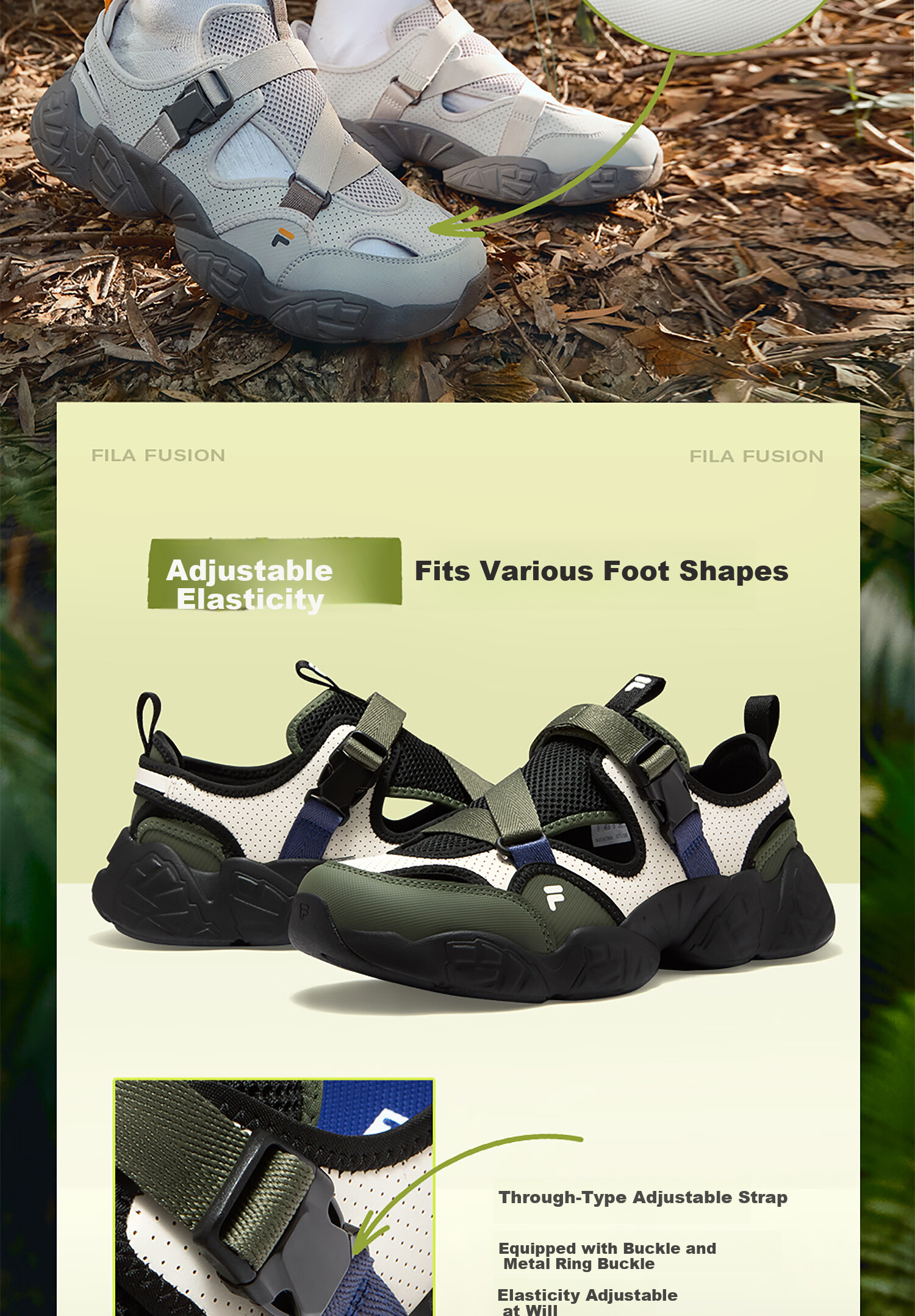 FILA Official Trendy Brand PINECONE SANDAL Men's 2026 Summer Breathable Casual Slip-On Sandals 4