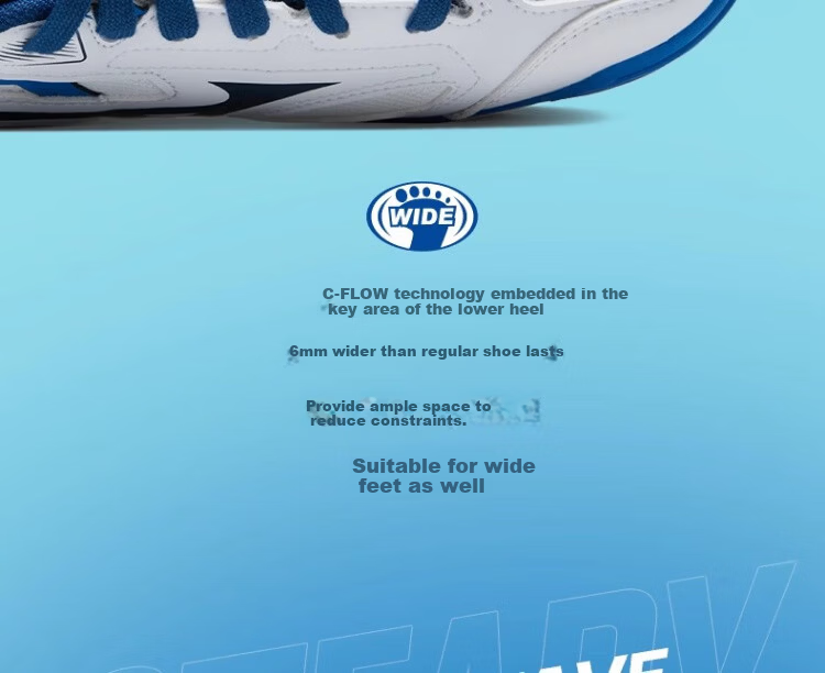 MIZUNO KAISERBURG 8 Professional Non-Slip Shock Absorption Table Tennis Shoes for Men and Women 242001 White Blue Size 36 15