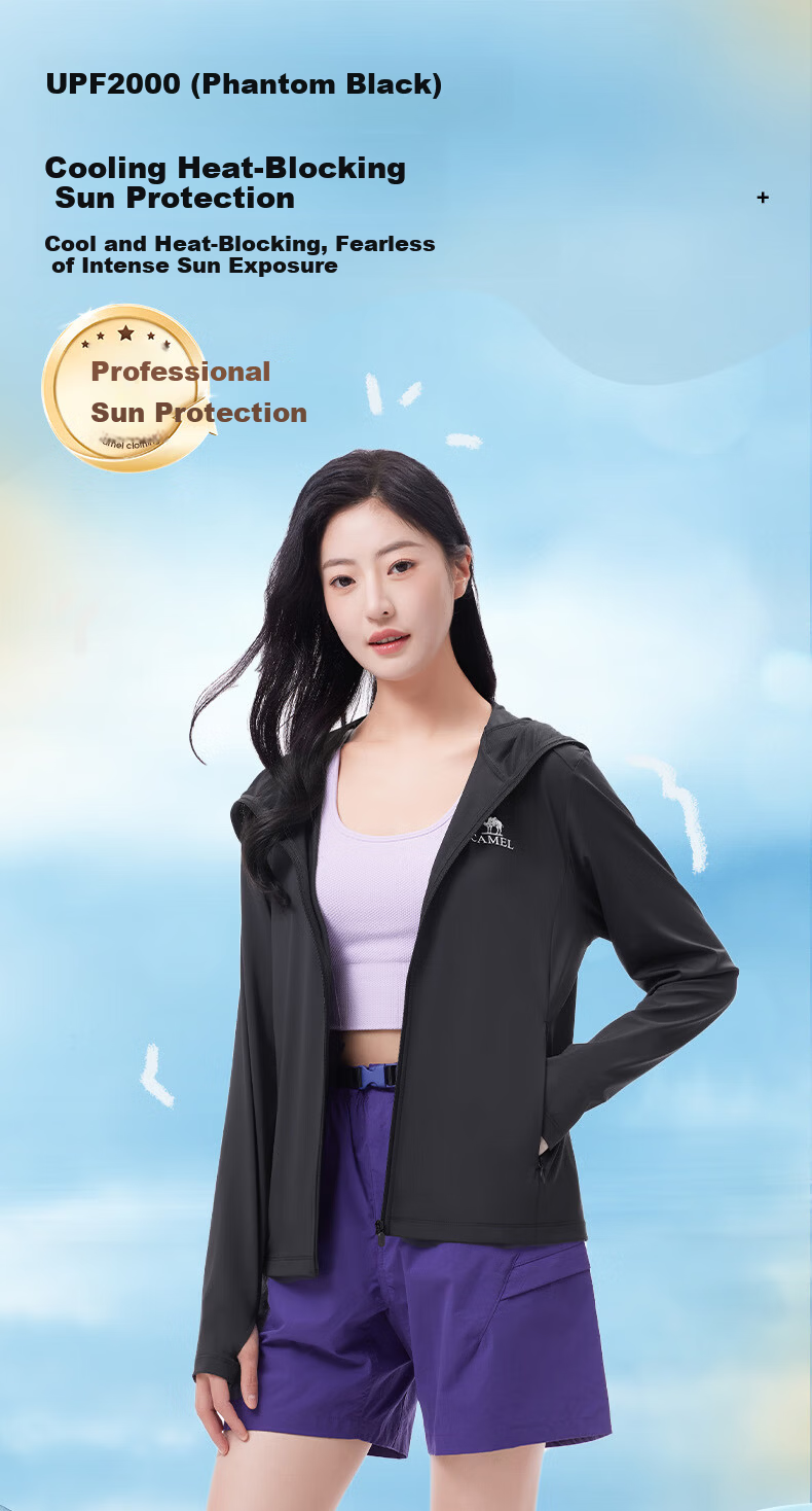CAMEL [Ice Mint] 2025 Spring Summer Men's Outdoor High SPF Cooling Original Yarn Sunscreen Jacket Women's Sports Coat S 1