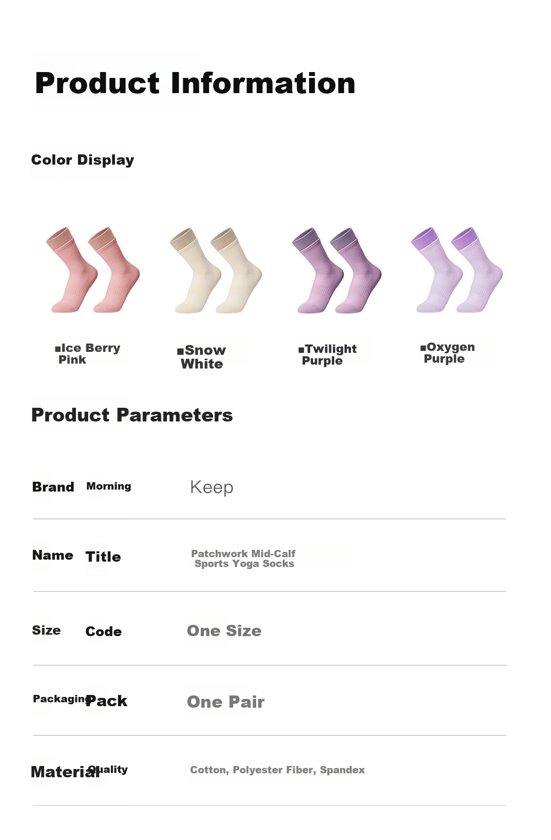 Keep Patchwork Mid-Calf Sports Yoga Socks One Size 35-39 Ice Berry Pink 7