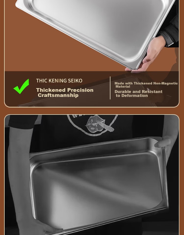 Vinas Stainless Steel Commercial 1/2 Size Buffet Serving Bowl 10cm Canteen Food Serving Bowl Without Lid 9