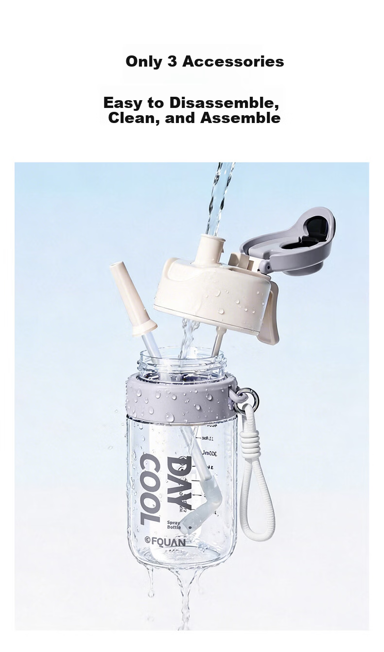 Fuquan Spray Water Bottle Children's Middle School Student School Special Sports Water Bottle Summer with Scale Straw Spray Cup 13