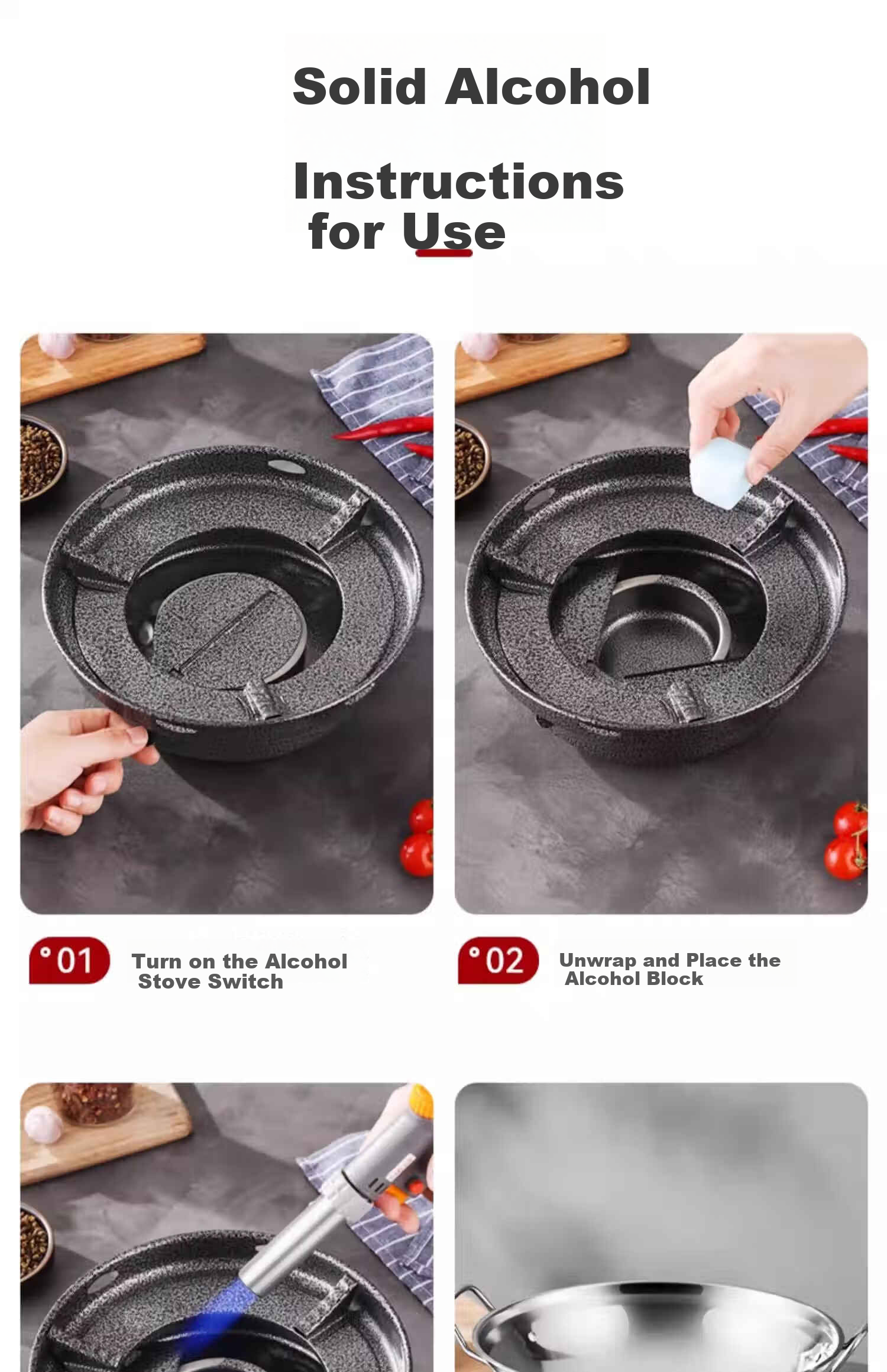 Deming Dry Pot Mini Hot Pot Household Windproof Special Alcohol Stove Solid Alcohol Thickened Stainless Steel Small Pot with Lid 14