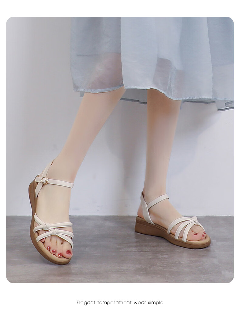 MULINSEN Women's New Commuter Elegant Roman Sandals Breathable Lightweight Summer Sandals Beige Size 39 12