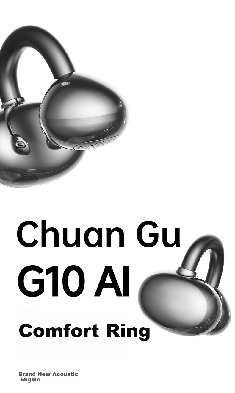 Chuangu 2026 New Berlin Sound Effect TOP1 Bluetooth Bone Conduction Clip-On True Wireless In-Ear AI Translator Open Sports Cycling Long Battery Life Earphones 2