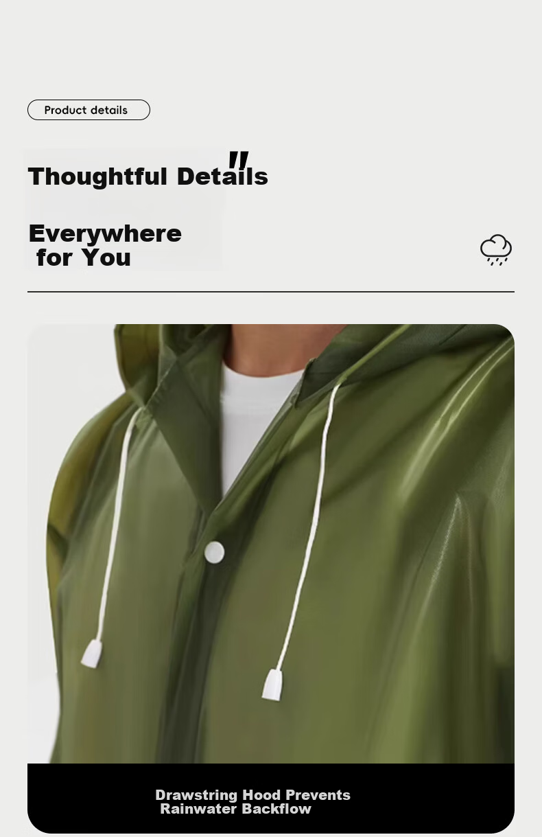 40,000 KM Disposable Long Raincoat Full Body Heavy-Duty Adult Anti-Rain Outdoor Hiking Travel Single-Person Portable Poncho 6