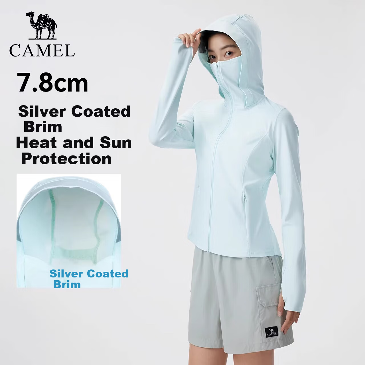 CAMEL Outdoor Original Yarn Sun Protection Jacket 2026 Spring Summer New Women's Ice Cool Breathable Silver Coated Brim Sun Protection Coat 1004