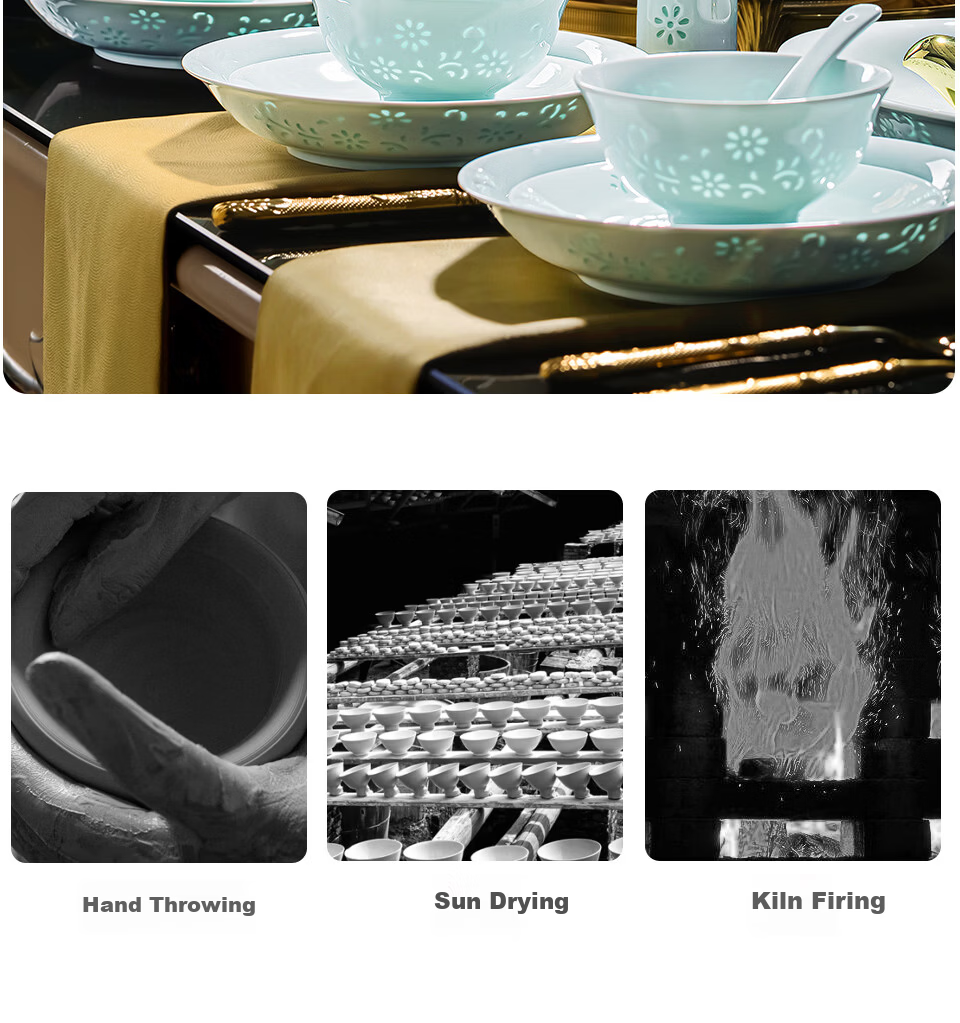 Chen Jing Dezheng Porcelain Celadon Exquisite Bowl and Plate Dinnerware Set Home Use 2026 New Bowl Set Housewarming Gift 9